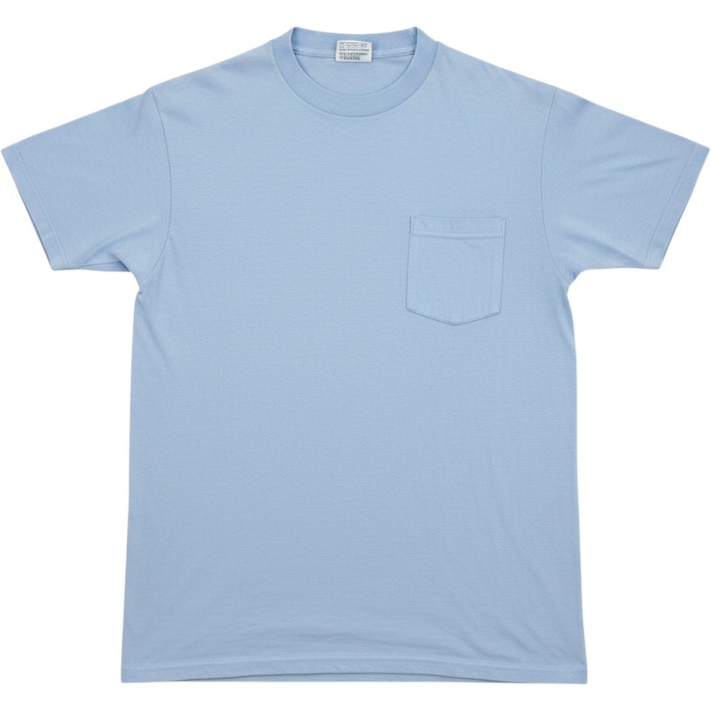 Vintage Hanes Beefy-T Pocket Tee Blue Sun Faded Distressed Made in USA Large (M)